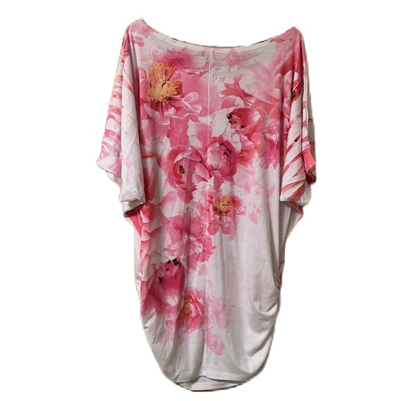 POLIANA PLUS, On/Off Shoulder, Floral Print, Beachy Top, Multi Colors, Size 3X - Picture 2 of 6